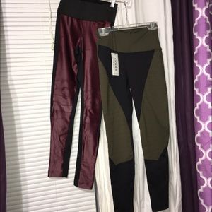 NWT Koral leggings XS wine moto evanesce or olive